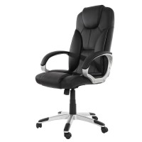 Silla presidente cuerina negra